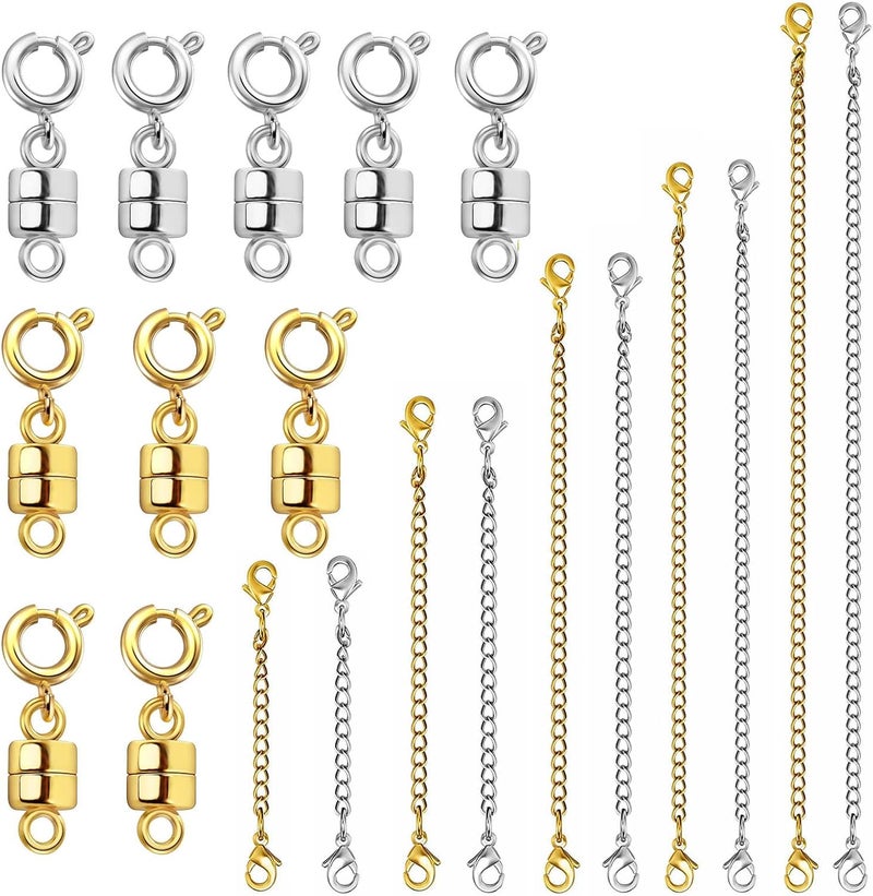 Evnlo Necklace Extender and Magnetic Necklace Clasp,Gold and Silver Chain Extenders for Necklaces Bracelet Jewelry - Image 1